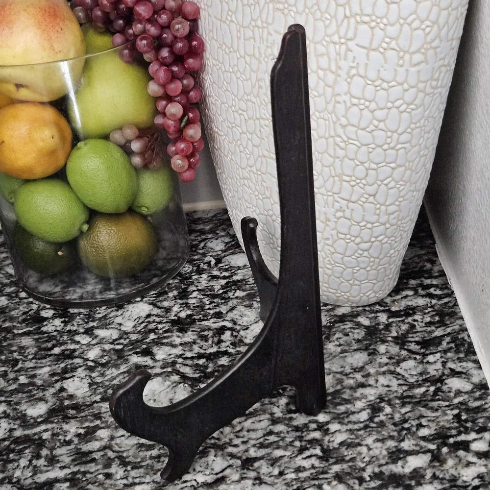 Home Decor Dark Brown Wooden Display Stand 10 Inches‎ Plate Holder Easel